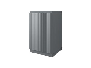 Meuble salle de bains FARO à poser 50 cm cannelé bleu mat et lavabo Unitop en HPL Quartzite clair