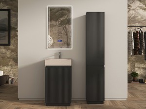 Stand-Hochschrank für Bad FARO 2 Türen cm 35xH185 gerippt Schwarz matt