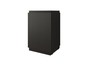 Meuble salle de bains FARO à poser 50 cm cannelé noir mat et lavabo Unitop en HPL Quartzite clair