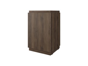 Meuble salle de bains FARO à poser 50 cm cannelé noyer mat et lavabo Unitop en HPL Quartzite clair