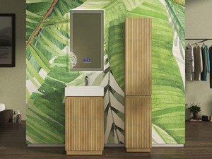 Stand-Hochschrank für Bad FARO 2 Türen cm 35xH185 gerippt Eiche Tabak