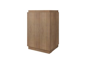 Meuble salle de bains à poser FARO 50 cm cannelé chêne tabac et lavabo Unitop en HPL quartzite claire