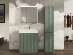 Stand-Hochschrank für Bad FARO 2 Türen cm 35xH185 gerippt Grün matt