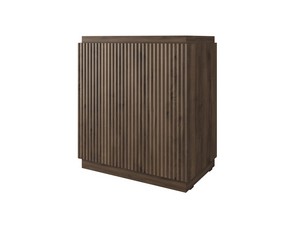 Meuble salle de bains FARO à poser 70 cm cannelé noyer mat et lavabo Unitop en résine blanc mat