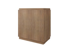 Meuble salle de bains FARO à poser 70 cm cannelé chêne tabac et lavabo Unitop en résine blanc mat