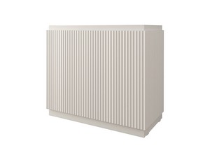 Meuble salle de bains FARO 90 cm à poser cannelé blanc mat et lavabo Unitop en HPL quartzite clair