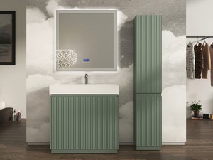 Stand-Hochschrank für Bad FARO 2 Türen cm 35xH185 gerippt Grün matt