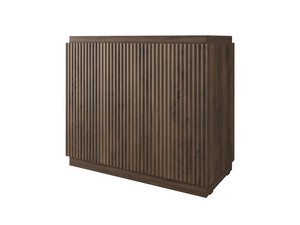 Meuble salle de bains FARO 90 cm à poser cannelé noyer mat et lavabo Unitop en HPL quartzite clair