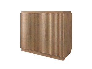 Meuble salle de bains FARO 90 cm à poser cannelé chêne tabac et lavabo Unitop en HPL quartzite clair