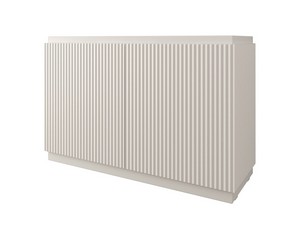 Meuble salle de bains FARO 120 cm à poser cannelé blanc mat et lavabo Unitop en HPL quartzite clair