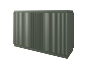 Meuble salle de bains FARO 120 cm à poser cannelé vert mat et lavabo Unitop en résine blanc mat