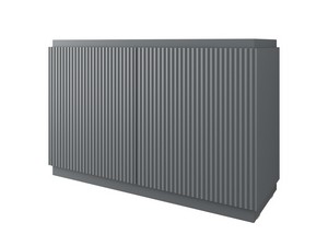 Meuble salle de bains FARO 120 cm à poser cannelé bleu mat et lavabo Unitop en résine blanc mat