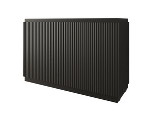 Meuble salle de bains FARO 120 cm à poser cannelé noir mat et lavabo Unitop en résine blanc mat