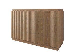 Meuble salle de bains FARO 120 cm à poser cannelé chêne tabac et lavabo Unitop en HPL quartzite clair