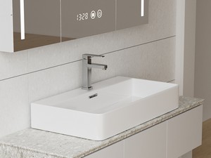 Aufsatzwaschbecken Serio 80x42xH13 cm aus Keramik Weiß glänzend