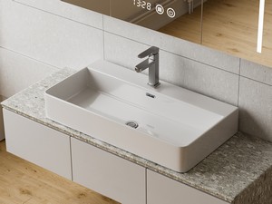 Aufsatzwaschbecken Serio 80x42xH13 cm aus Keramik Weiß glänzend