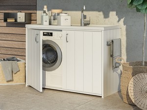 Meuble bac à laver Silvestro 109x60 cm en PVC blanc