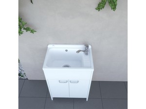 Meuble bac à laver Platone 58x38 cm en PVC blanc