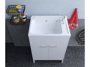 Meuble bac à laver Platone 58x38 cm en PVC blanc