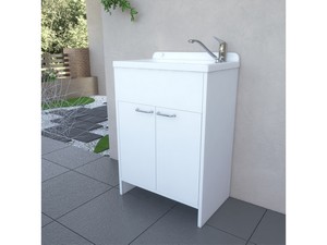 Meuble bac à laver Platone 58x38 cm en PVC blanc