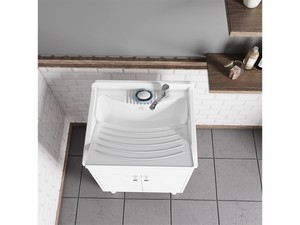 Meuble bac à laver Uniko 60x50 cm en PVC blanc