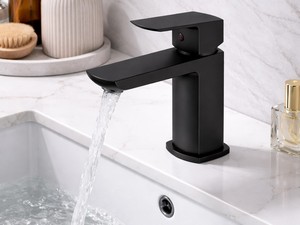 Charlotte Washbasin Mixer with Drain Matt Black