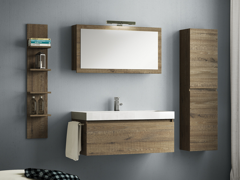 Meuble salle de bains Qubo 100 cm 1 tiroir Sherwood avec vasque à