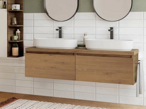 Qubo Bathroom Furniture 140 cm 2 Drawers with Sherwood Top