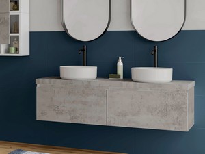 Qubo Bathroom Furniture 140 cm 2 Drawers with Oxide Grey Top