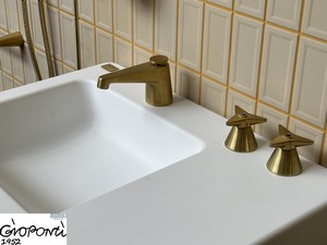 GIO' PONTI 3-HOLE BASIN MIXER WITH DRAIN BRUSHED BRASS