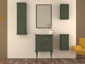 Miroir de salle de bains avec lumière Led Classic 90x59 cm vert sauge mat