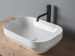 Lavabo à poser Decus rectangulaire 50 cm en céramique blanc brillant