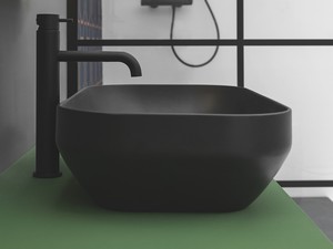 Aufsatzwaschbecken Decus Rechteckig 60 cm aus matt schwarzer Keramik