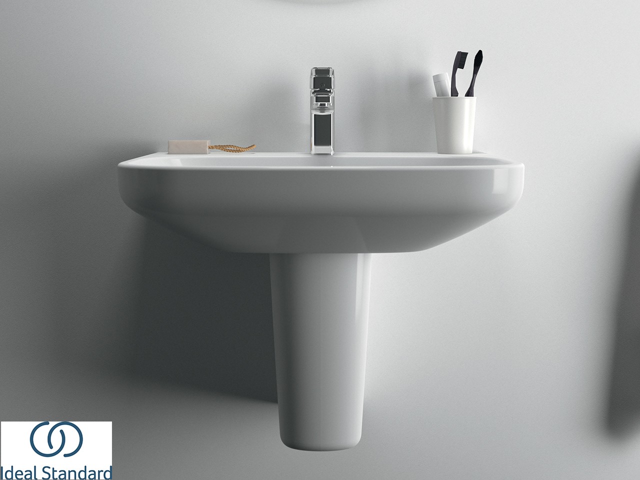 Lavabo Ideal Standard I Life A 65 Cm In Ceramica Bianco Iperceramica   Ambientazione 69626 69629 Zoom 