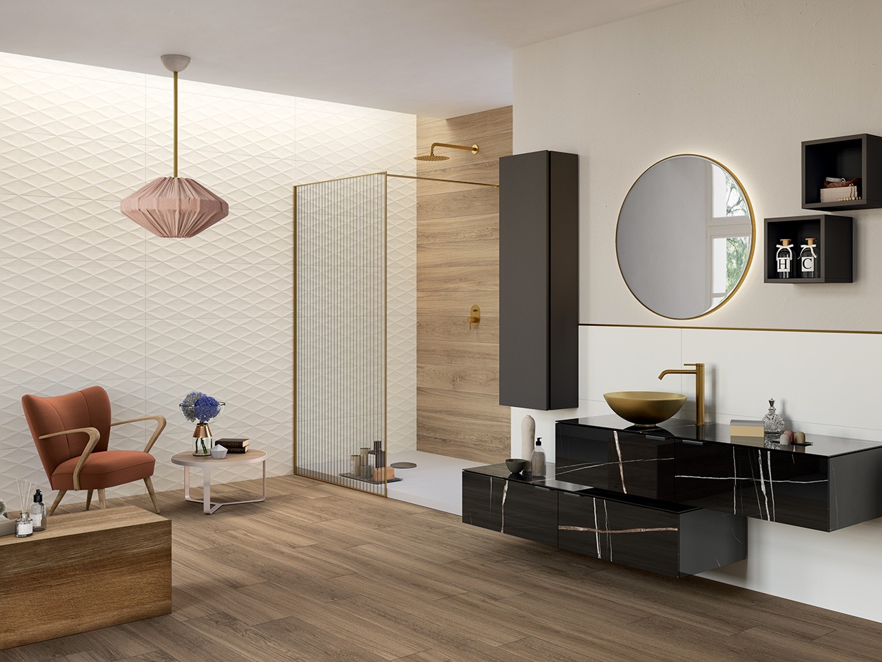 Meuble salle de bains CLASS GRES 140 cm 2 tiroirs et top en grès cérame