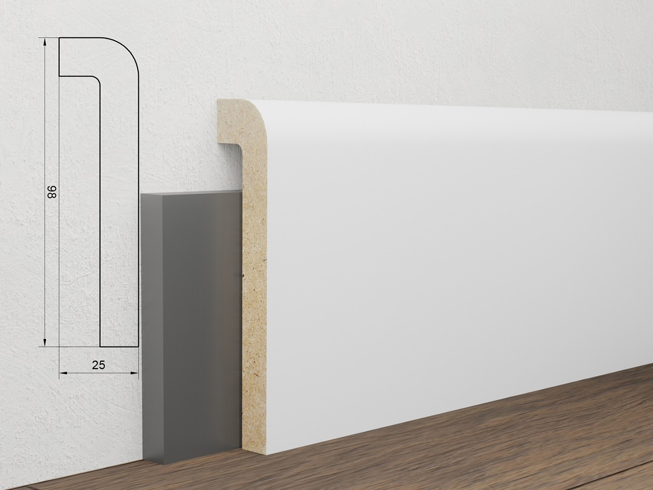 Battiscopa Mdf Coprimarmo Bianco Lunghezza 2,4 m - Iperceramica