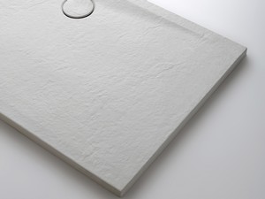Receveur de douche Appia carré 80x80 en céramique effet pierre blanc craie mat