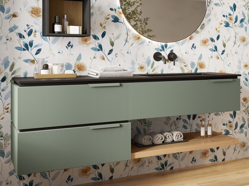 Topick Leinen-Vorhänge Mit Blumenmuster – Salbeigrün, 160 Cm Lang, Bauernhaus-Stil