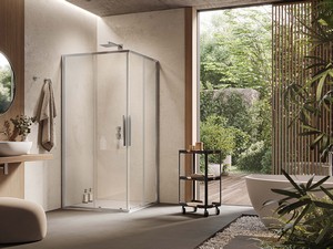 Sax Corner Shower Box 80x120 H200 Sliding Doors 6 mm Crystal Transparent Chrome