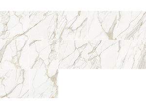 Carrelage Xlab grand format Calacatta 120x120 grès cérame poli effet marbre blanc