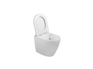 WC à poser adossé au mur Cardano Vortex gain de place P49 blanc brillant