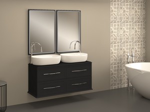 CLASSIC WALL-HUNG BATHROOM FURNITURE 120 cm 4 DRAWERS AND TOP FOR WASHBASIN GRAPHITE MATT