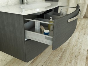 Mobile Bagno Corallo 100 cm 2 Cassetti Grigio Scuro con Lavabo Unitop in Ceramica Bianco Lucido