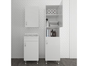 Stand-Hochschrank Eco 45x50 cm aus Holz Ausführung Weiß