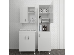 Stand-Hochschrank Eco 45x50 cm aus Holz Ausführung Weiß