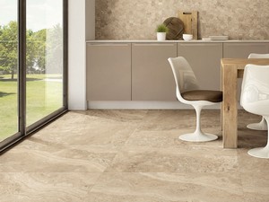 Mosaik Elegance Travertino Beige 29x27 Feinsteinzeug mit 3D-Marmoreffekt in Beige