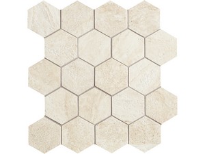 Elegance Travertino Ivory Mosaic 29x27 3D Marble Effect
