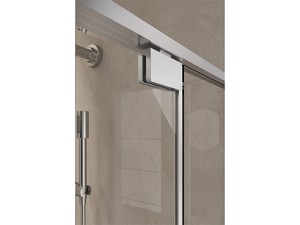 ERA Duschkabine mit Schwingtür Pivot cm 100x70 Li. Glasstärke 8 mm, Profile aus gebürstetem Edelstahl-Effekt