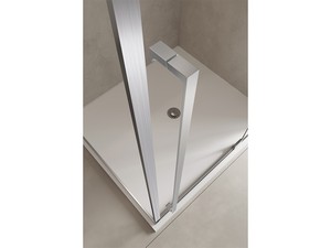 ERA Duschkabine mit Schwingtür Pivot cm 100x70 Li. Glasstärke 8 mm, Profile aus gebürstetem Edelstahl-Effekt