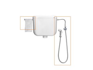 Kit universel Europa2 avec douchette hygiénique et dérouleur à papier WC pour réservoir WC